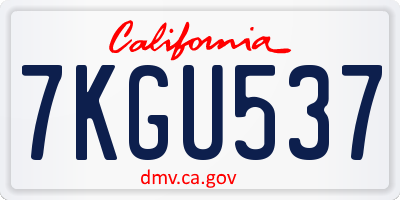 CA license plate 7KGU537