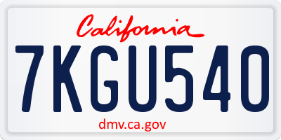 CA license plate 7KGU540