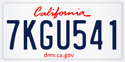 CA license plate 7KGU541