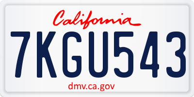 CA license plate 7KGU543