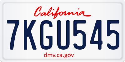 CA license plate 7KGU545