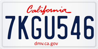 CA license plate 7KGU546
