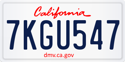 CA license plate 7KGU547