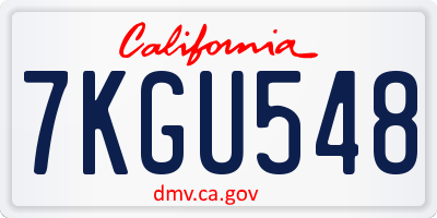 CA license plate 7KGU548