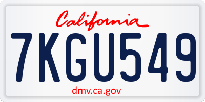 CA license plate 7KGU549