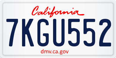CA license plate 7KGU552