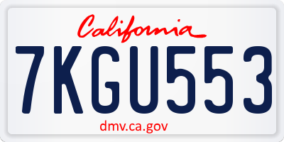 CA license plate 7KGU553