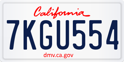 CA license plate 7KGU554
