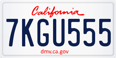 CA license plate 7KGU555