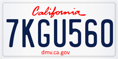 CA license plate 7KGU560