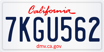 CA license plate 7KGU562
