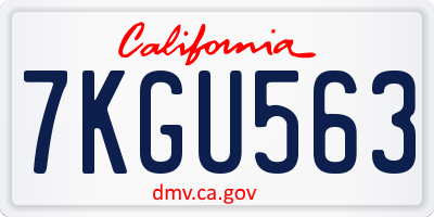 CA license plate 7KGU563