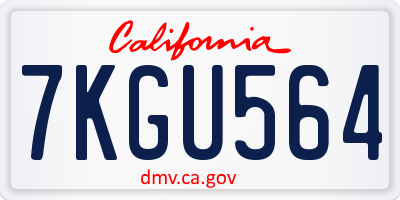 CA license plate 7KGU564