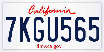 CA license plate 7KGU565
