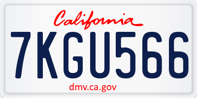 CA license plate 7KGU566