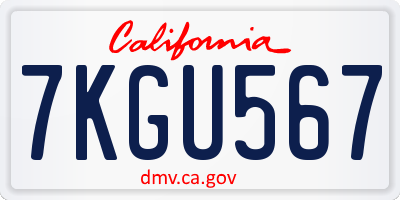 CA license plate 7KGU567