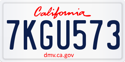 CA license plate 7KGU573