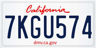 CA license plate 7KGU574