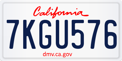 CA license plate 7KGU576