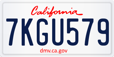 CA license plate 7KGU579