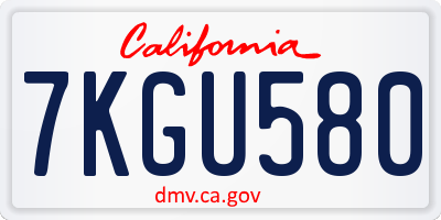CA license plate 7KGU580