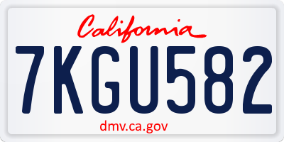 CA license plate 7KGU582