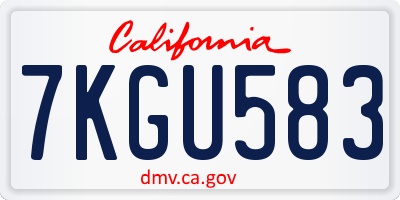 CA license plate 7KGU583