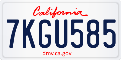 CA license plate 7KGU585