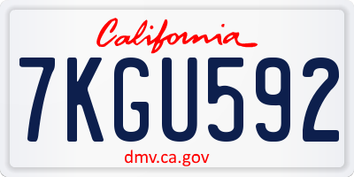 CA license plate 7KGU592