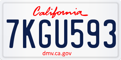 CA license plate 7KGU593