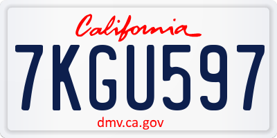 CA license plate 7KGU597