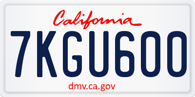 CA license plate 7KGU600