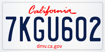 CA license plate 7KGU602