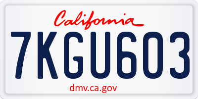 CA license plate 7KGU603