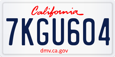 CA license plate 7KGU604