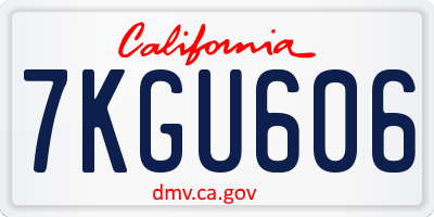 CA license plate 7KGU606