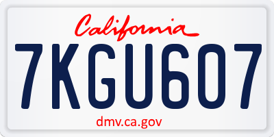 CA license plate 7KGU607