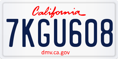 CA license plate 7KGU608