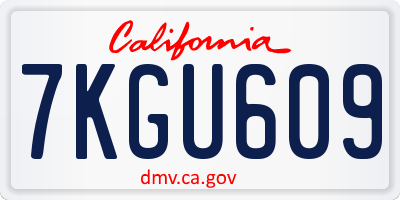 CA license plate 7KGU609