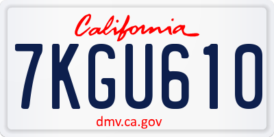 CA license plate 7KGU610