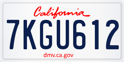 CA license plate 7KGU612