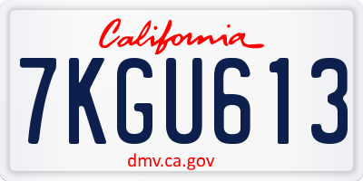 CA license plate 7KGU613
