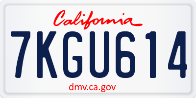 CA license plate 7KGU614