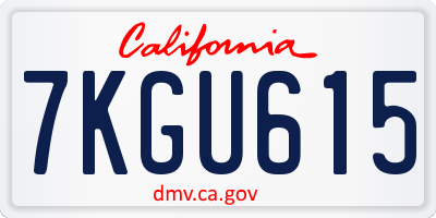 CA license plate 7KGU615