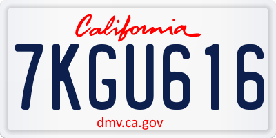 CA license plate 7KGU616