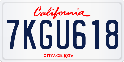 CA license plate 7KGU618