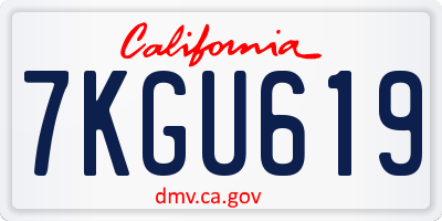 CA license plate 7KGU619