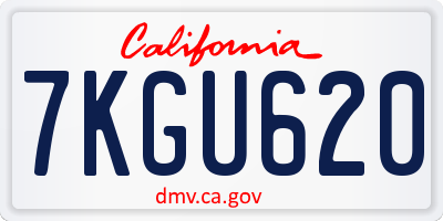 CA license plate 7KGU620