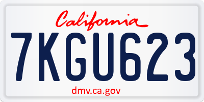 CA license plate 7KGU623
