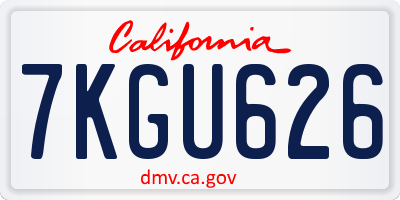 CA license plate 7KGU626
